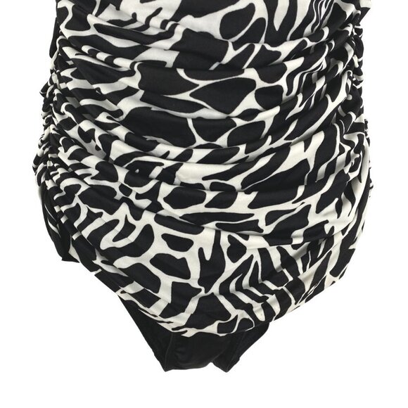 Miraclesuit One Piece Swimsuit Women's Size 10 Black White Print Ruched - Picture 4 of 8